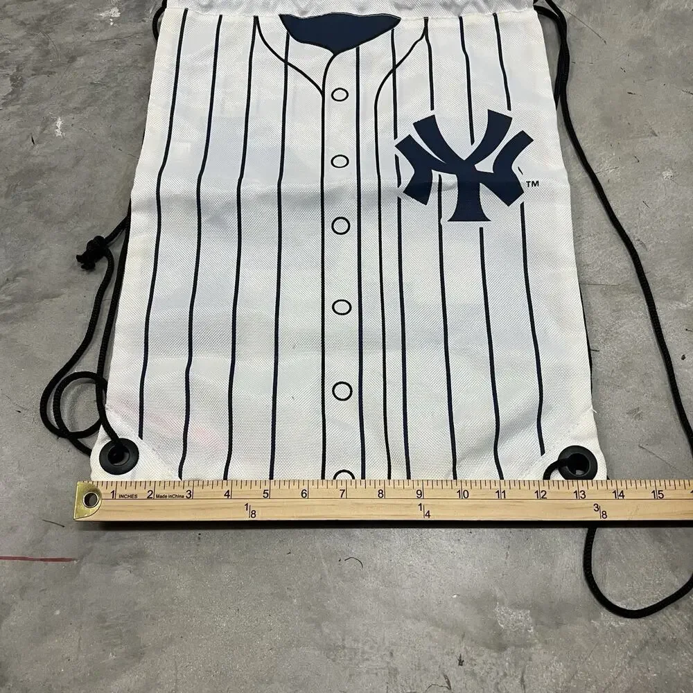 New York Yankee Drawstring Backpack #24 White Pinstripes Bag